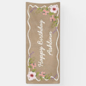 Banderoles Birthday Sign, Kraft Colored Floral (Vertical)