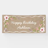 Banderoles Birthday Sign, Kraft Colored Floral (Horizontal)