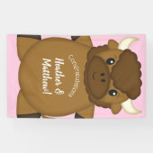 Banderoles Bison Baby shower Buffalo rose (Horizontal)