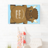 Banderoles Bison Buffalo Baby shower Bleu (En situation)