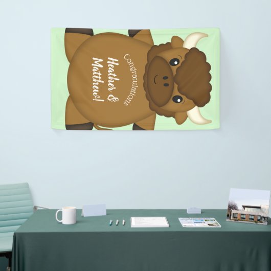 Banderoles Bison Buffalo Baby shower vert (Salon professionnel)