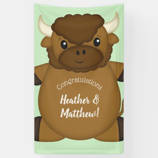 Banderoles Bison Buffalo Baby shower vert (Vertical)