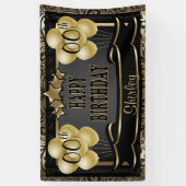 Banderoles Black and Gold Abstrait Joyeux 00e anniversaire (Vertical)