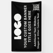 Banderoles Black Business Logo Entreprise Code QR Outdoor 3'x (Vertical)