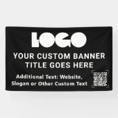 Banderoles Black Business Logo Entreprise Code QR Outdoor 3'x (Horizontal)