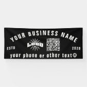 Banderoles Black Business logo Qr code extérieur 10' long Vin (Horizontal)