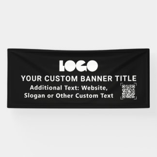 Banderoles Black Business Logo Société QR Promo Personnalisé 