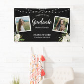 Banderoles Black Deux Photo Floral String Lights Graduation B (En situation)