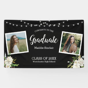 Banderoles Black Deux Photo Floral String Lights Graduation B