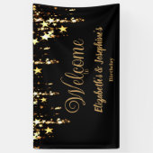 Banderoles Black élégant et or étoiles double joint anniversa (Vertical)