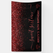 Banderoles Black & Faux Rouge Parties scintillant Sweet 16 (Vertical)