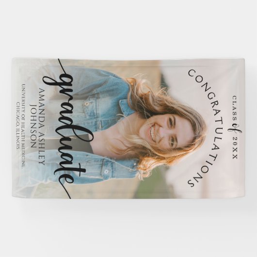 Banderoles Black Félicitations Diplômé Photo (Horizontal)