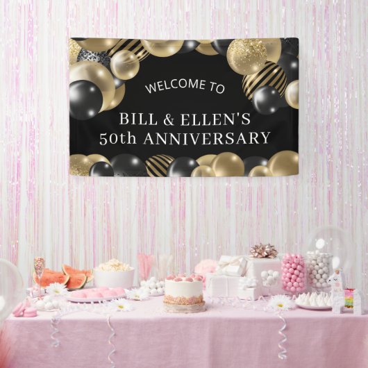 Banderoles Black Gold 50th Anniversary Welcome (Fête)