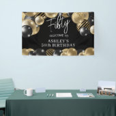 Banderoles Black Gold 50th Birthday Welcome (Salon professionnel)