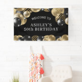Banderoles Black Gold 50th Birthday Welcome (En situation)