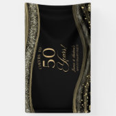 Banderoles Black Gold Agate 50th Wedding Anniversary Party (Vertical)