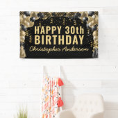 Banderoles Black Gold Balloon Confetti Bonne fête d'anniversa (En situation)