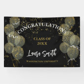 Banderoles Black & Gold Custom Party Graduation personnalisée (Horizontal)