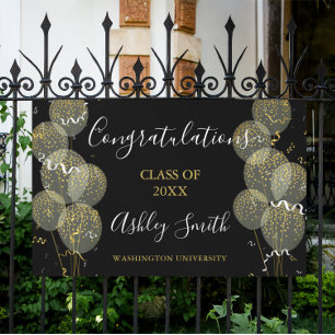 Banderoles Black & Gold Custom Party Graduation personnalisée