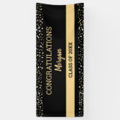 Banderoles Black Gold Félicitations Grand Nom Élégant (Vertical)