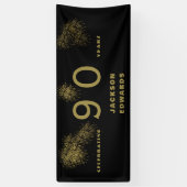 Banderoles Black & Gold Fireworks 90e Black Birthday Party (Vertical)