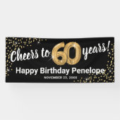 Banderoles Black Gold Glitter 60e Anniversaire (Horizontal)
