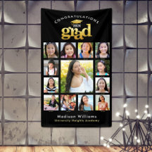 Black Gold Graduation K-12 Photo Collage Moderne