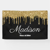 Banderoles Black Gold Graduation Party Backdrop Class de 2025 (Horizontal)