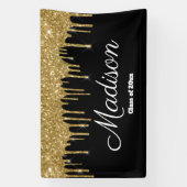 Banderoles Black Gold Graduation Party Backdrop Class de 2025 (Verticale)