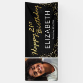 Banderoles Black Gold Happy 21st Birthday Photo (Vertical)