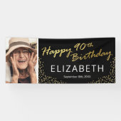 Banderoles Black Gold Joyeux 90e anniversaire photo (Horizontal)