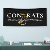 Banderoles Black Gold Music Graduation Treble Clef Customisé (Salon professionnel)