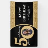 Banderoles Black & Gold Parties scintillant 50 Cinquante ans (Vertical)