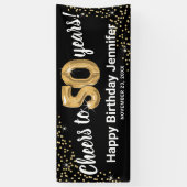 Banderoles Black Gold Parties scintillant 50e anniversaire (Vertical)