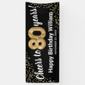 Banderoles Black Gold Parties scintillant 80e anniversaire (Vertical)