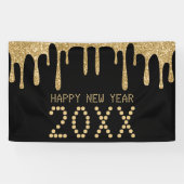 Banderoles Black & Gold Parties scintillant Drip Bonne année (Horizontal)