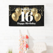 Banderoles Black Gold Parties scintillant Sweet 16 Balloons d (En situation)