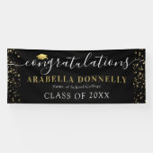 Banderoles Black & Gold Star Graduation Party (Horizontal)