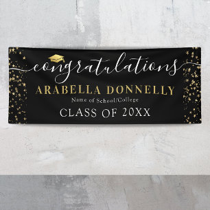 Banderoles Black & Gold Star Graduation Party