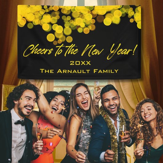 Banderoles Black Golden Bokeh Lights à la nouvelle année