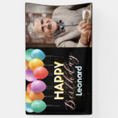 Banderoles Black Happy Birthday Custom Name Colorful Balloons (Vertical)
