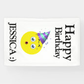 Banderoles Black Jaune Blanc Joyeux Emoji Anniversaire (Horizontal)