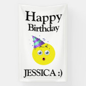 Banderoles Black Jaune Blanc Joyeux Emoji Anniversaire (Verticale)