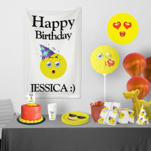 Black Jaune Blanc Joyeux Emoji Anniversaire