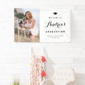 Banderoles Black Modern Calligraphy Photo Graduation Bienvenu (En situation)
