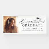 Banderoles Black Modern Calligraphy Photo Graduation Party (Horizontal)