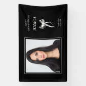 Banderoles Black Modern Photo Trente Bow Joyeux 30e anniversa (Verticale)