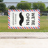 Banderoles Black Mustache Barbershop Strips Open (En situation)