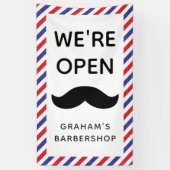 Banderoles Black Mustache Barbershop Strips Open (Vertical)