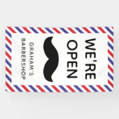 Banderoles Black Mustache Barbershop Strips Open (Horizontal)